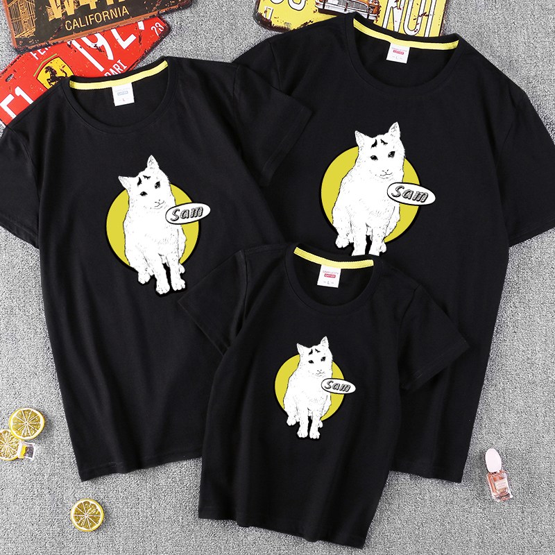 친자식 여름옷 반팔 티 새 가족복 엄마 여자복 한 가족 서너 명 봄옷