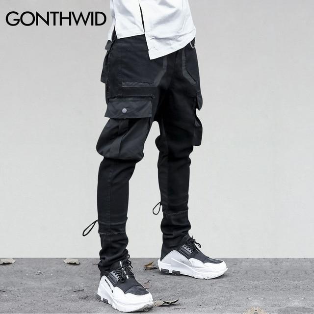  해외 Gonthwid 측 Pockets 하렘 Pants 망 Hip 홉 Patchwork Cargo 로 할때 겟했어요 트레이닝 복 않