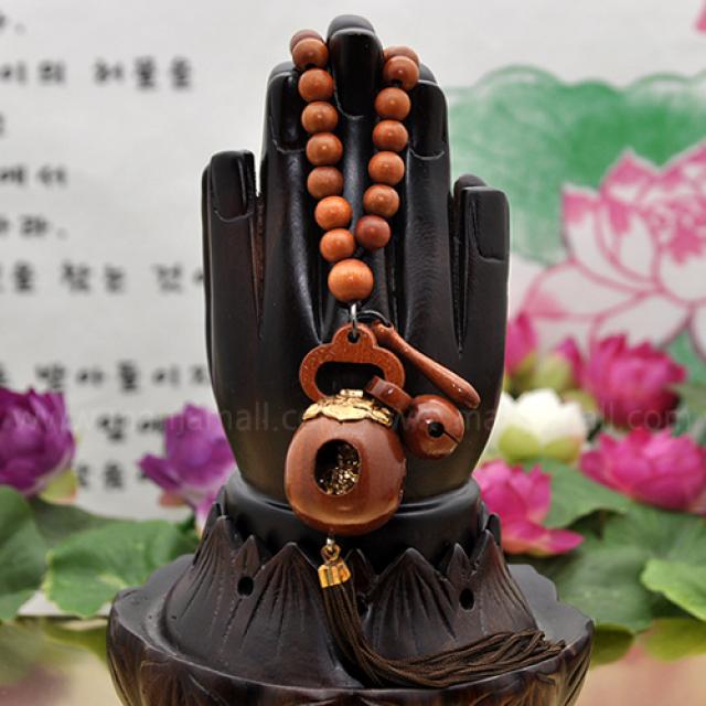 만자몰 NCAD-07대추목 금장호신불 달마 쌍목탁 차걸이(소사이즈) 불교용품