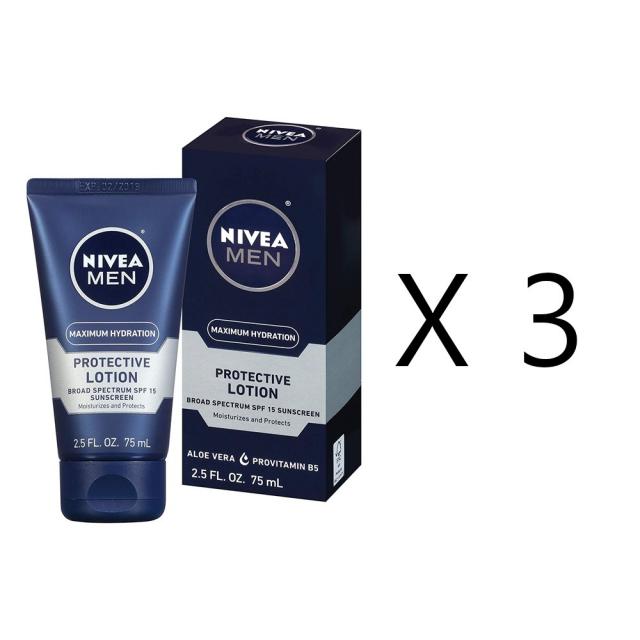 니베아 포맨 오리지널 프로텍트 로션 SPF 15 2.5 oz(75ml) 3개묶음 NIVEA FOR MEN Original Protective Lotion Body, 3개, 75ml