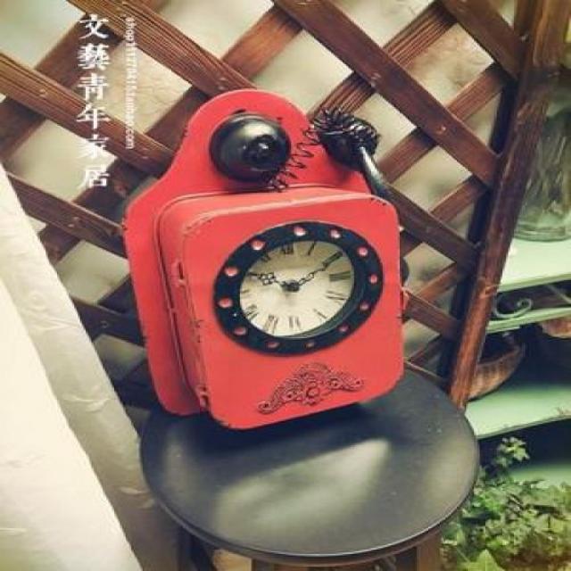 엔틱 벽시계 특이한 거실 북유럽 [크레이지] 레트로적이고 개성적인 아이디어 전화 걸개 커, 기본