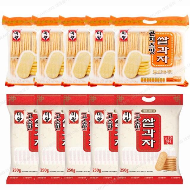 미왕 고소한맛 쌀과자 250g 5봉+콘치즈맛 쌀과자200g 5봉+맛보기젤리 3개 증정, 1세트