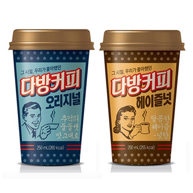 동원 다방커피 오리지널12컵+헤이즐넛12컵, 250ml, 24개