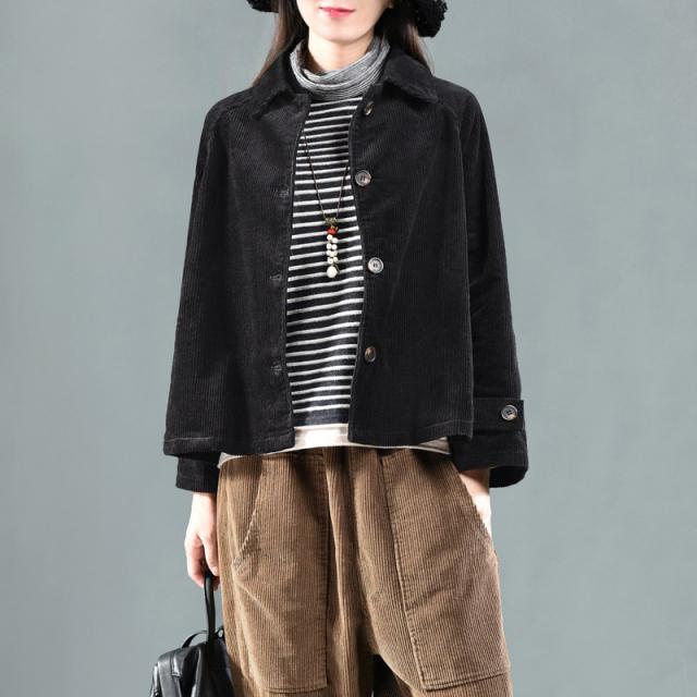 정원 이쁜옷 가을 복고등 코르덴 코트 여성 와이드 루즈핏 상의 단아한 가디건