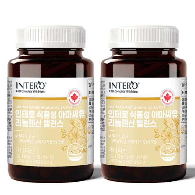 인테로 식물성 아마씨유 플랙시드 오일 필수지방산 리놀렌산 1000mg 캐나다, 2개