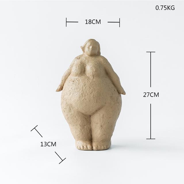 북유럽 추상 뚱뚱한 숙녀 인형 현대 여자 조각상 탁상 수지 예술 공예품 선물 홈 인테리어 장식품 선물, 서서 큰소리로 외치다