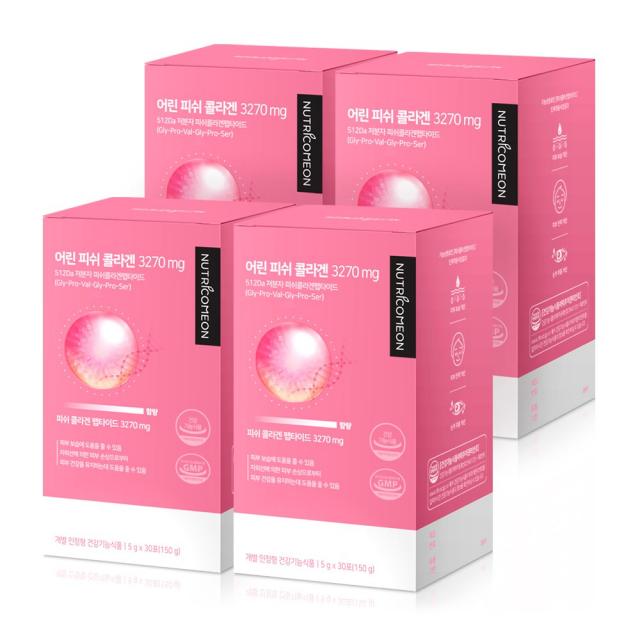 뉴트리커먼 어린 콜라겐 3270mg 저분자 피쉬 콜라겐 펩타이드, 120포/4박스(8주)
