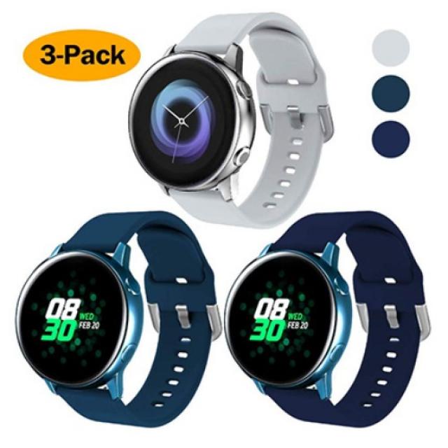 갤럭시 액티브2 시계줄, 1개, 그레이 + 락 블루 + 미드 나잇 블루 [공식 시계 밴드] 값 설정 + Galaxy Watch Active / Active2 [큰 160-205mm 손목 둘레]