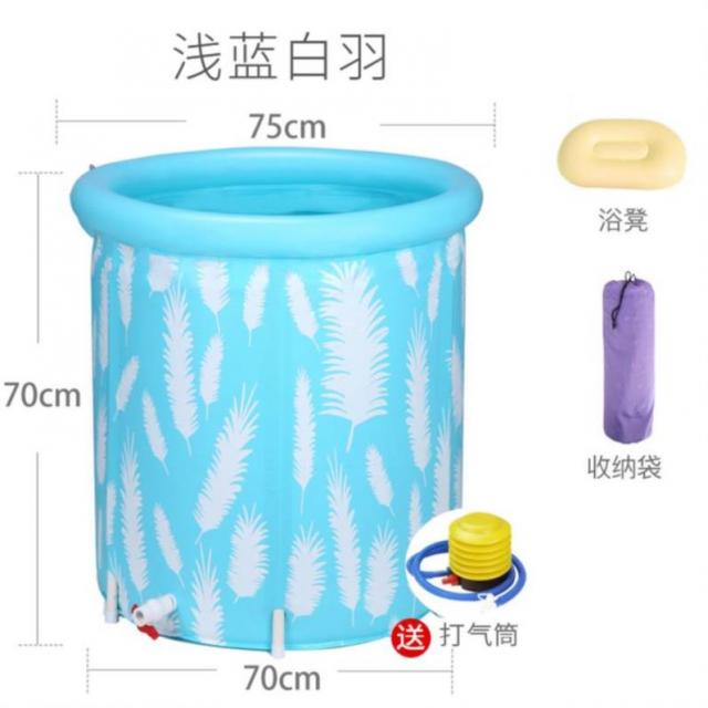 중형반신욕기 휴대용 소형 욕조 가정용 접이식 성인 아이디어 거품목욕 빅사이즈 뉴, T23-(라이트블루 깃털)뛰다 마음+스툴+19