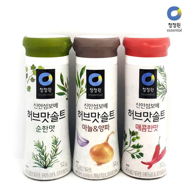 청정원 허브맛솔트 3가지맛/ 천일염/ 캠핑/삼겹살소금조미료 소금 허브 누린내 먹는소금 굵은소금 가는소금 청정원 허브맛솔트 매콤한맛