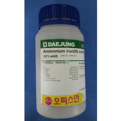 오피스안 황산제이철암모늄12수화물 (kor) Ammonium iron(III) sulfate dodecahydrate 98% [EP] DAE-500G 황산제2철암모늄 시약