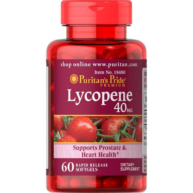 [미국 직구] Puritan's Pride Lycopene 40 mg 전립선 및 심장 건강 보조제 산화 방지제 60 정, 60정