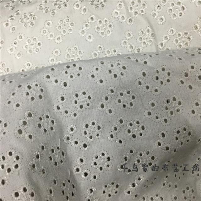 자수원단 고급 화이트 펀칭 코튼린넨 자수 겉감 정교한 두꺼운 참신한 원피스 셔츠, T01-화이트(문폭 1.1미터)반미터 가격