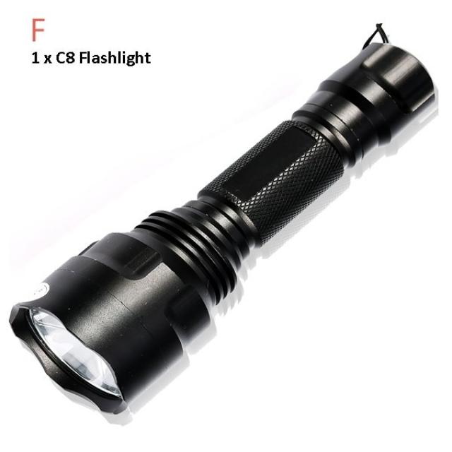 1 모드 LED 손전등 T6 / L2 전술 손전등 알루미늄 사냥 플래시 라이트 토치 램프 +18650 + 충전기 + 총 마, 05 Option F_02 L2-10000 Lumen