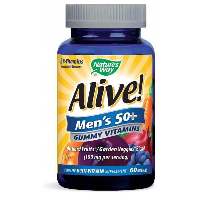 Nature's Way Alive! Men's 50+ Gummy Multi-Vitamin 60 Count 얼라이브 50플러스 남성종합비타민 60정, 1set, 1set