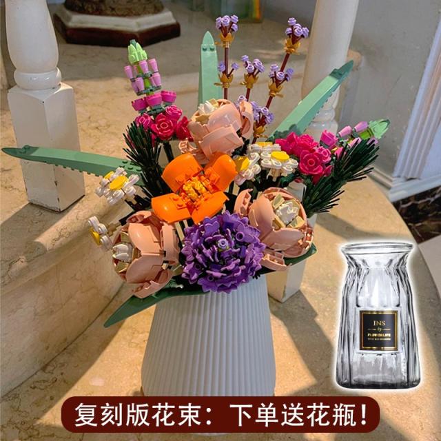 Mar.24 271번 레고 꽃다발 장미 영생 화백변 아이디어 컬렉션 발렌타인 데이 고백서 선물세트 블록 장난감Z
