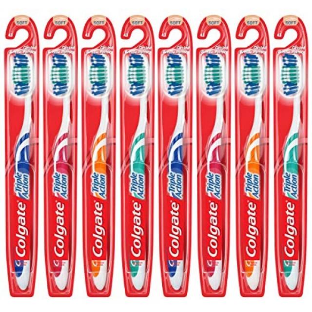 Colgate 혀 클리너가있는 콜 게이트 트리플 액션 칫솔 중간-8 카운트, 단일상품