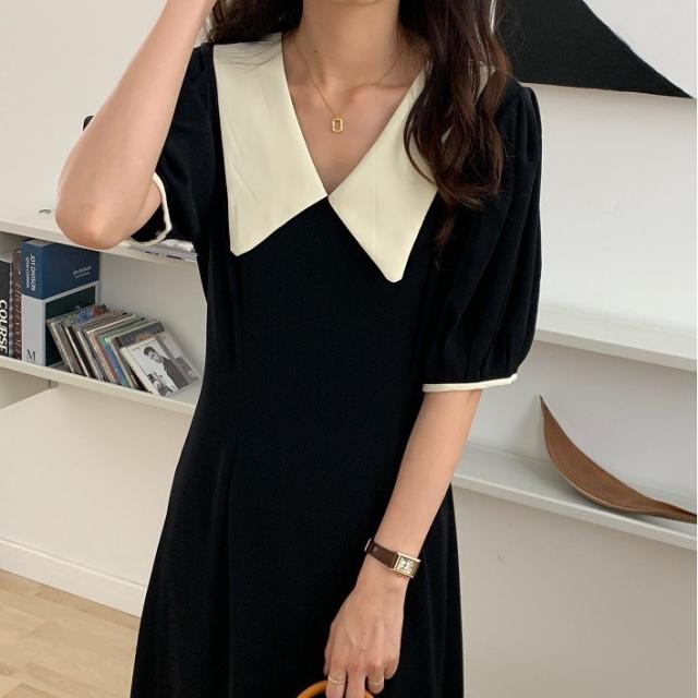 [ 아르띠콜로 빅 카라 브이넥 롱 원피스 ] 신상 여자 봄 여름 가을 소개팅 룩 ( 20대 30대 대학생 여성 외출 나들이 데이트 여행 오피스 데일리 코디 패션 )