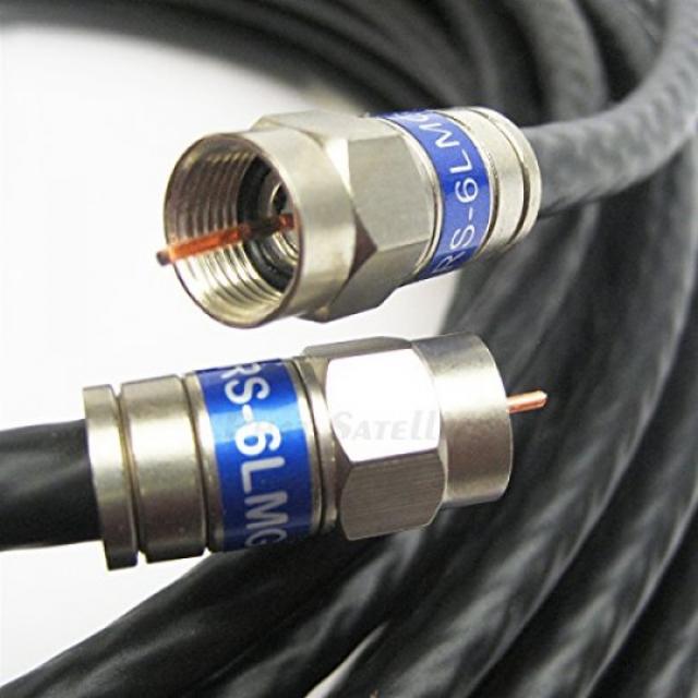 50 피트 블랙 TRI-Shield 14AWG 75 옴 겔 코팅 블레이드 직접 매설 RG11 지하 COAXIAL 케이블 Belden PPC 내식, 단일상품