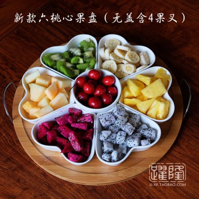 월남쌈 회전 접시 그릇 구절판 우드 트레이 세트, L
