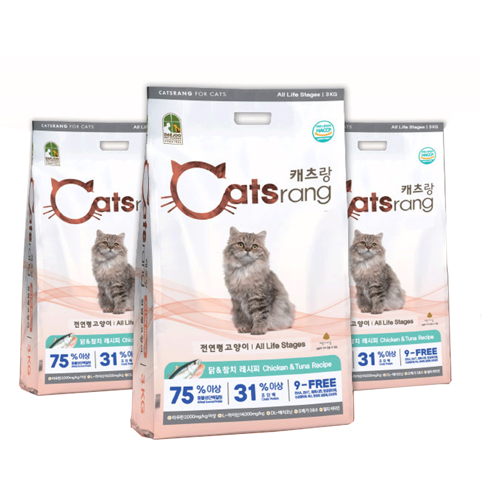 캣츠랑 전연령 올라이프 고양이 5kgX3포, 닭+참치, 5kg, 3개