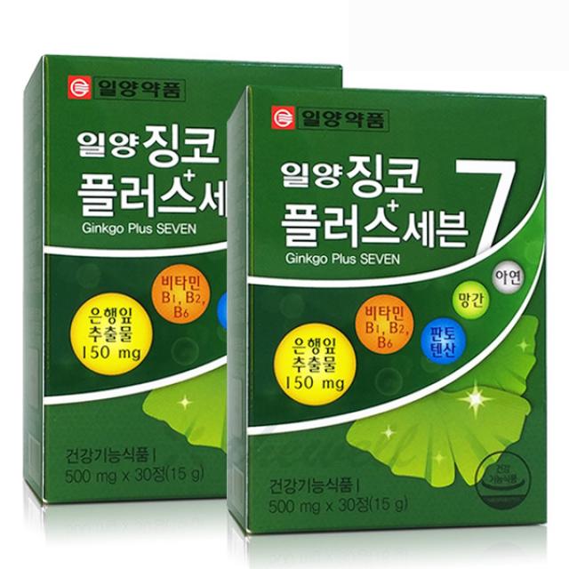 일양약품 징코플러스 은행잎추출물 기억력 혈행개선, 15g, 2개