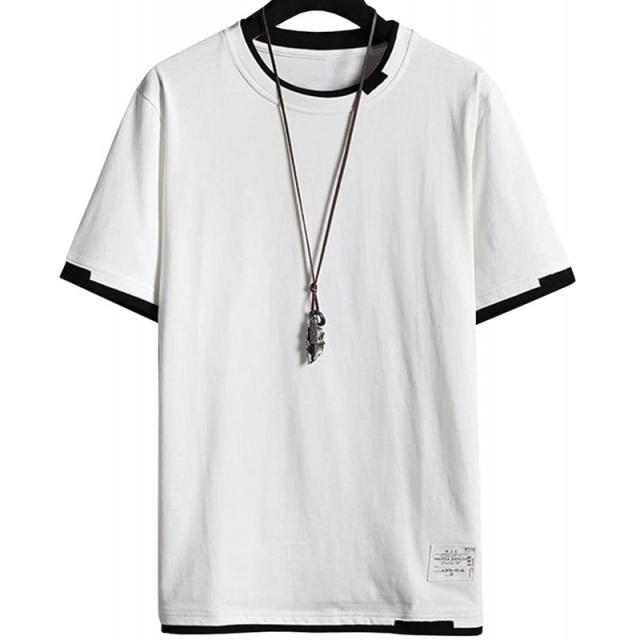 (사이즈XL) EASTEMPO t셔츠 남성반소매 무지 경상여름 면 넉넉하다멋쟁이 큰 사이즈(화이트 3XL 3x_l)T