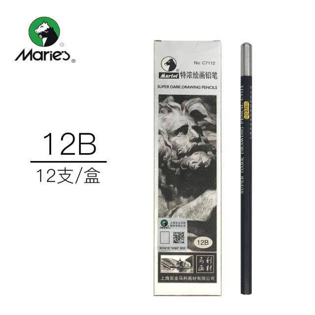 목탄 Maries c7300콩테 미술 소묘 스케치 회화 유연탄 펜 12B14B무광 에스프레소 도안 연필, T05-Maries12b한박스