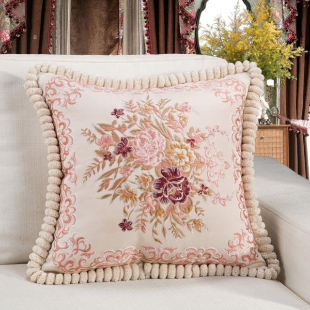 정사각형 베개 커버 소파 쿠션 거실 유럽식 무심 침대 등받이 쿠션 대등 쿠션, 48x48cm(내심포함) + H