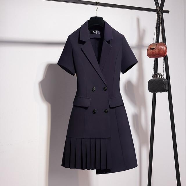 May.12 212번 슈트 원피스 여 여름 허리 여밈이 날씬해 보이면서 오피스룩 프렌치스커트 플리츠 마린룩연령이 감소하다Z