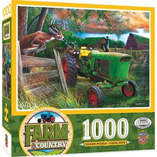 MasterPieces Farm Country Linen 직소 퍼즐 사슴 교차점 Kevin Daniel의 예술 작품 1000 조각 PROD151