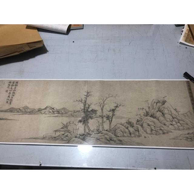 명화 복제물인 이찬추림노흥도는 수묵산수화 국화예술을 살짝 뿌리며 장식화를 복사한 것이다, Epson 오리지널 선지, 28.8 * 93.8 cm
