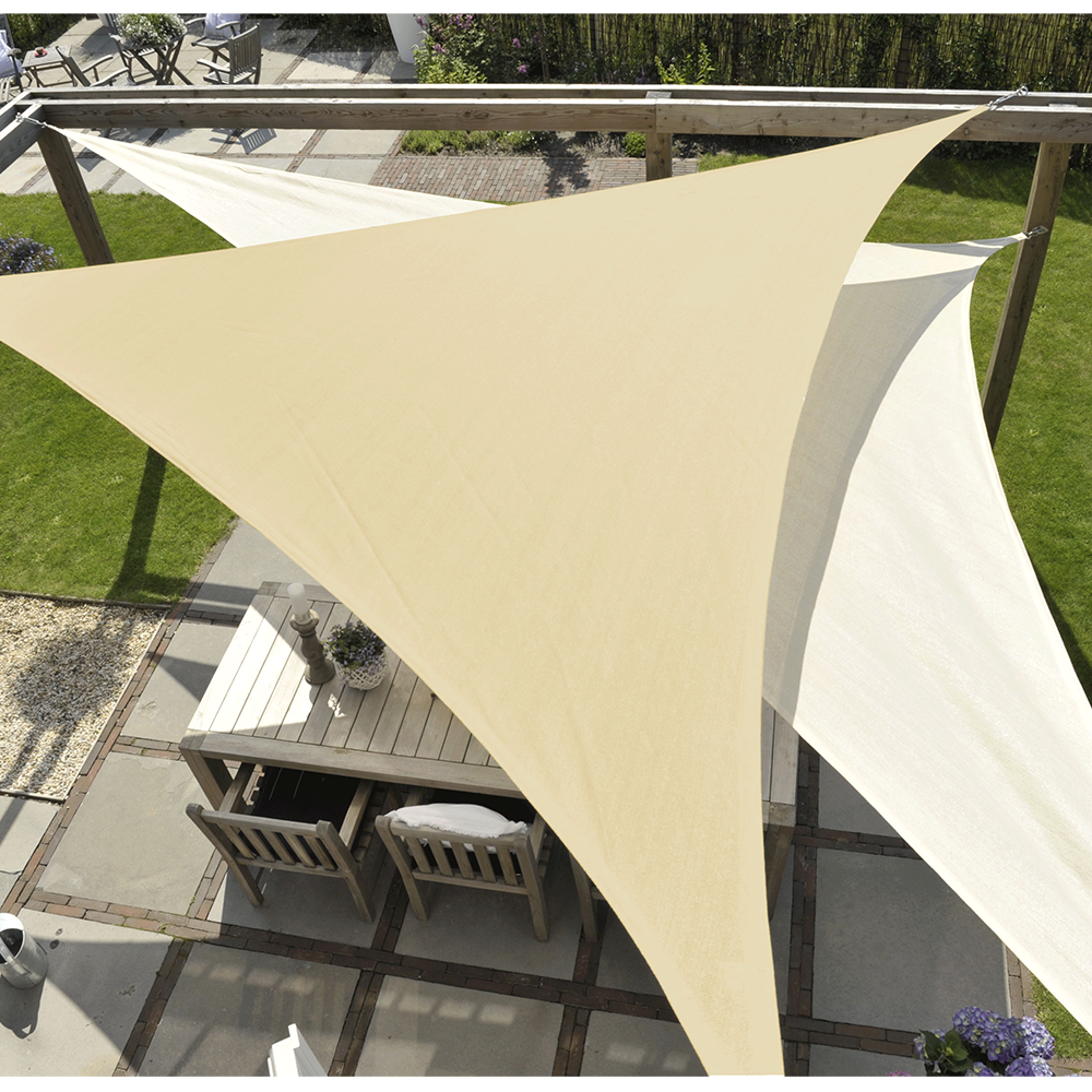 썬키다 HDPE 그늘막 차광막 옥상 방수 천막 썬쉐이드 야외 삼각 사각, 3.6m x 3.6m x 3.6m 삼각, 베이지
