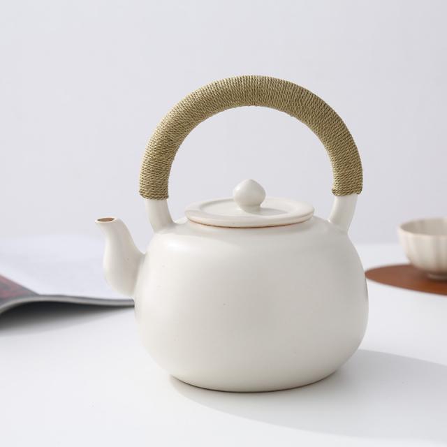 주식회사크레피 스텐주전자 소다를 넣고 유약 했다 화이트 흙주전자 도자기 주전자 푸얼 블랙 차 찻물을 끓이는 기계 인덕션, 개울물 화이트