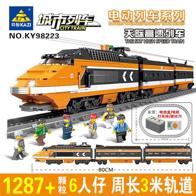 새로운 기술 배터리 전원 전기 클래식 도시 기차 레일 빌딩 블록 벽돌 선물 legoingly 장난감 어린이 소년, 02 A. 98223