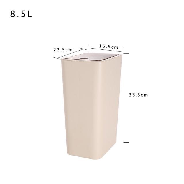 쓰레기통 일본 가정용 프레스 휴지통 주방 화장실 좁은틈 덮개 종이바구니, T06-fasola스타일 8.5L