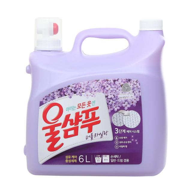 울샴푸 퍼플라일락 6L 따르기 편한 뚜껑 일반드럼겸용 대용량 중성세제, 6L, 1개