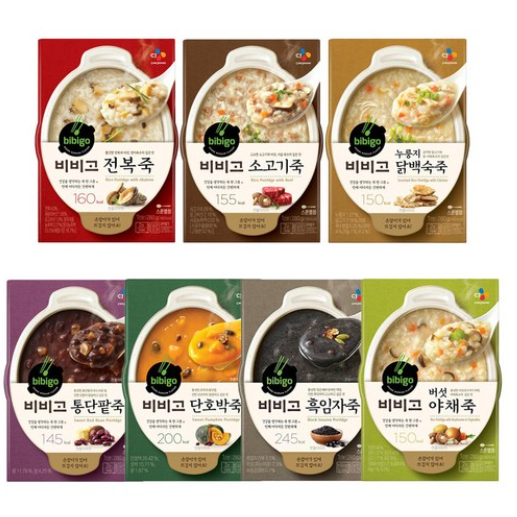 비비고 280g 용기죽 7종 (전복죽+소고기죽+누룽지닭백숙죽+통단팥죽+단호박죽+흑임자죽+버섯야채죽), 2세트