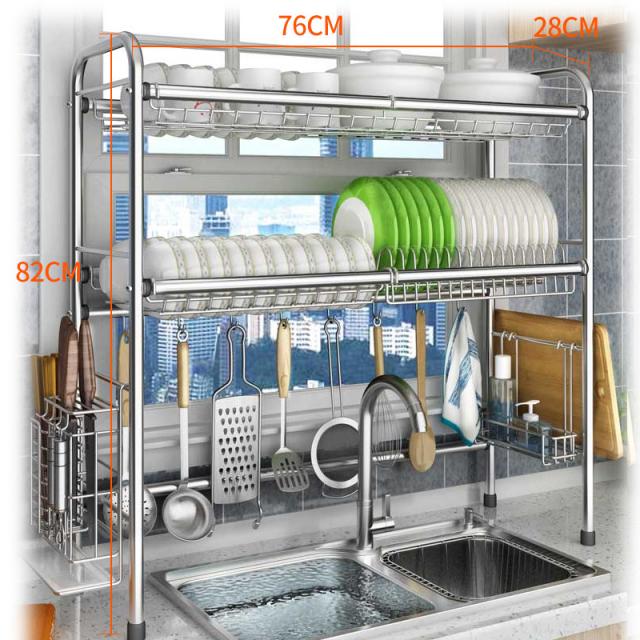 주방수납선반 스텐레스 싱크대 저수지 놓다 물빠짐 그릇걸이 접시걸이 주방용식기 용품 칼과 젓가락 논슬립 2670163540