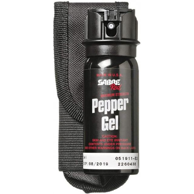 벨트 홀스터가 장착된 SABRE RED Tactical Pepper Gel – 젤은 더 안전함 – 경찰력 최대 겔 OC 스프레이 빠른 접근 플립 탑 1, 단일옵션