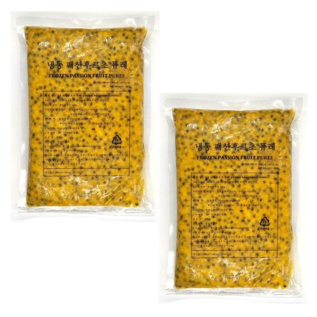 손씨푸드 1+1 패션후르츠 퓨레 2kg (1kg x 2) 백향과 퓨레, 1set