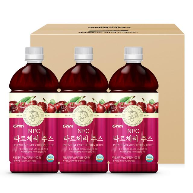 Gnm자연의품격 물 넣지 않은 Nfc 타트체리 주스 착즙 원액 1000ml 3병
