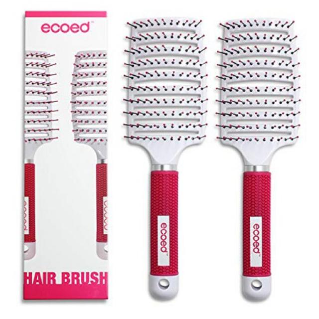 ecoed 커브드 Vent Hair 브러쉬 for 빠른 Blow Drying 2-Pcs Pink No More Tangles Hair 브러쉬 세트 fo, Pink_Vent Brushes 2 Pcs, 상세 설명 참조0