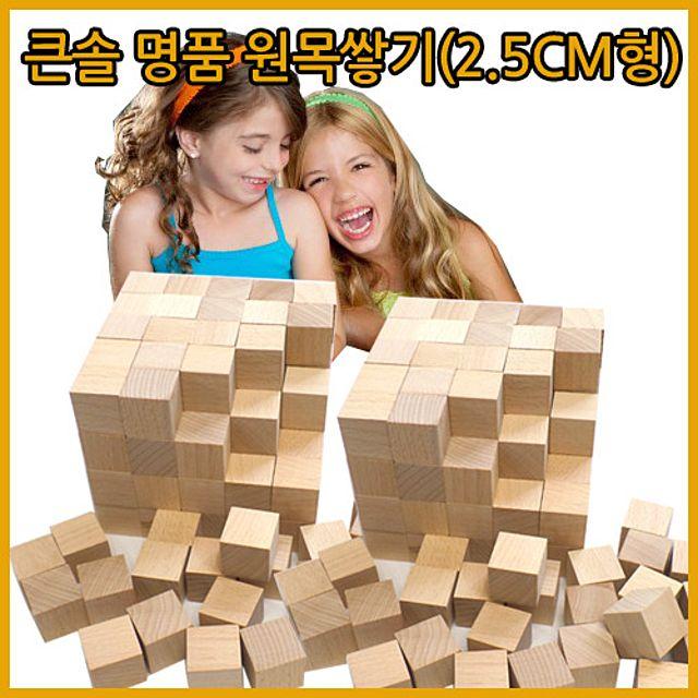 어린이 큰솔정육면체 (큰솔교육)큰솔2.5cm쌓기나무100pcs(비취우드) 소마큐브 펜토미노 카프라 가베 장난감 완구 선물