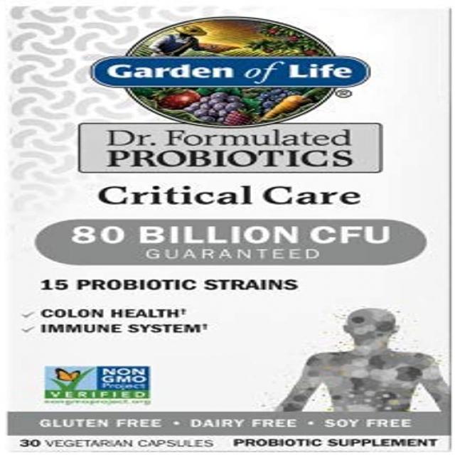 Garden of Life Dr. Formulated Probiotics 크리티컬 케어 800 억 30 캡슐 CFU 15 균주 결장 및, 단일상품, 단일상품