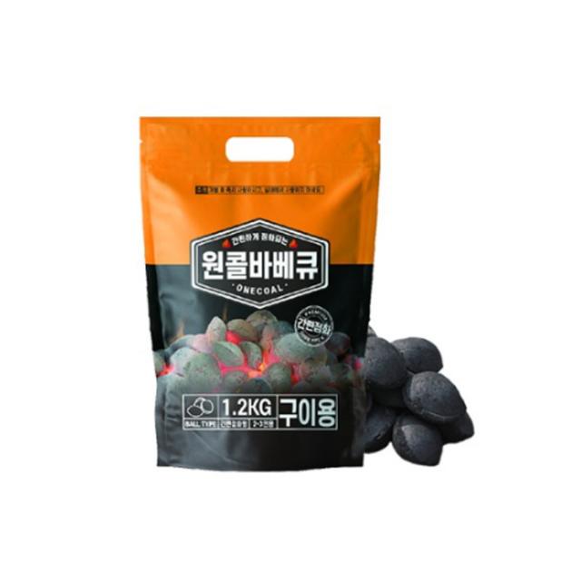 꾸버스 원콜 야자숯 차콜 조개탄, 1봉, 1.2kg