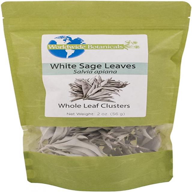 Worldwide Botanicals White Sage – 100 % 순수 캘리포니아 전체 잎 클러스터 – 무 화학 물질 지속적으로, 단일상품