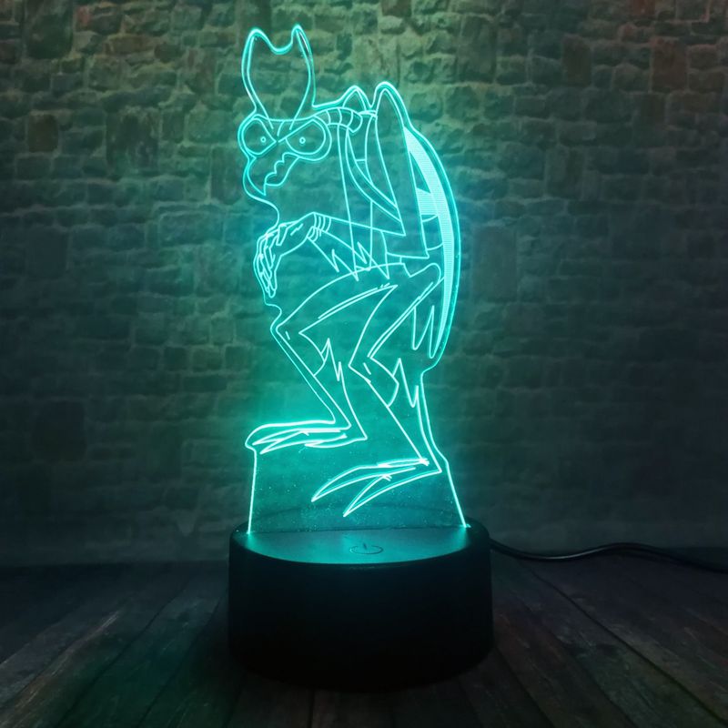 빛나는 만화 모델링 3d illusion lamp led 7 색 변경 빛 공간 유령 조락 그림 완구, Touch Switch