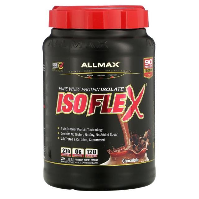 ALLMAX Nutrition, Isoflex, 100% 초순도 분리 유청 단백질(WPI 이온 입자 필터), 초콜릿 맛, 907g(32oz), 단일상품