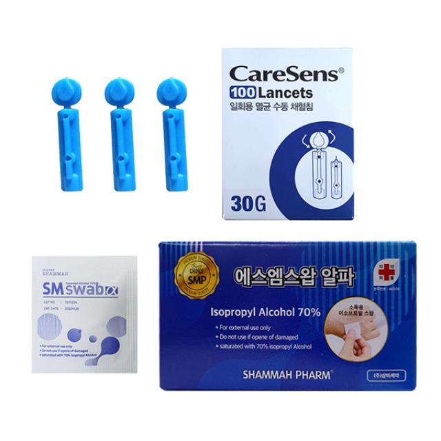 케어센스 채혈침(30G)100개+에스엠스왑 알콜솜100개, 1개